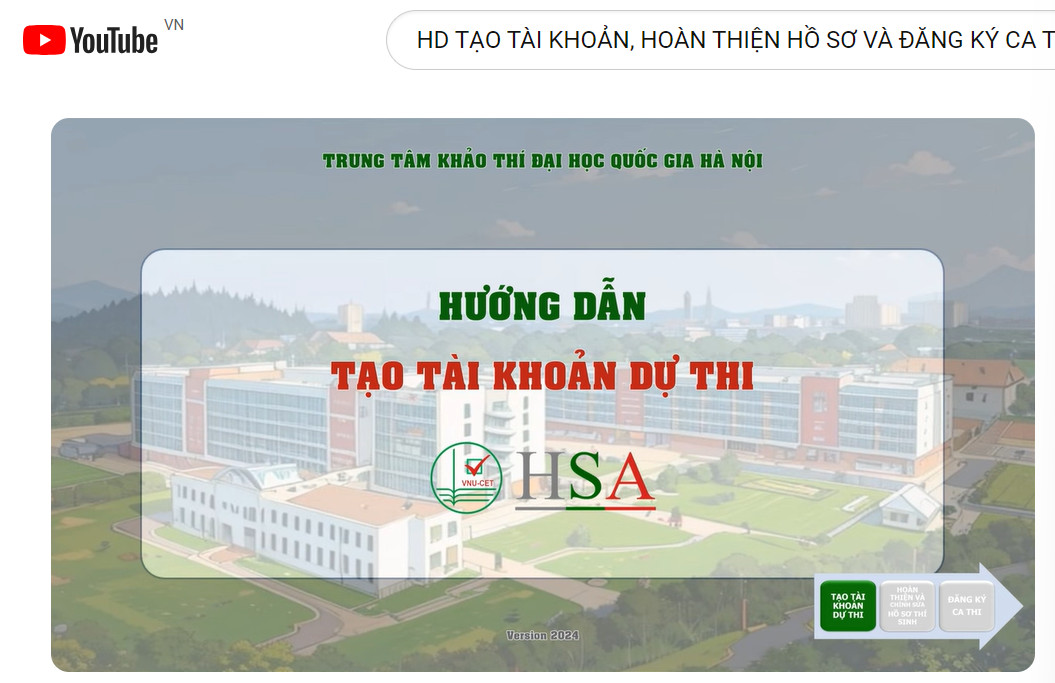 Lập tài khoản thi HSA